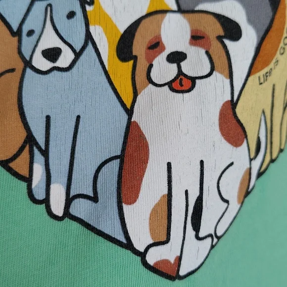 Life Is Good Women's Green Tshirt With Dog Heart Graphic - Picture 4 of 8